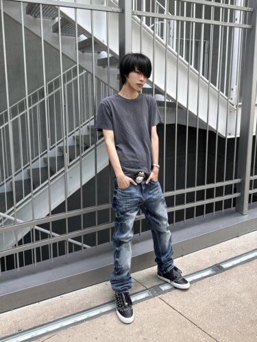 PunkFK单缝线vintage做旧纯棉短袖T恤男女同款宽松休闲百搭上衣