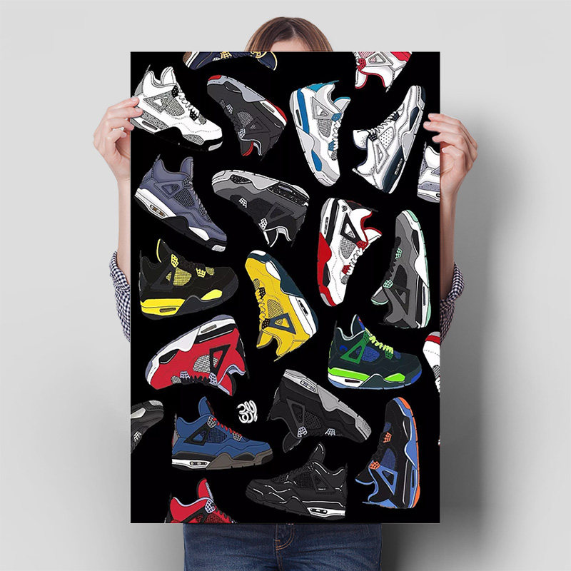 潮牌篮球鞋装饰海报墙贴画大学寝室床头画男生卧室床头日礼物挂画