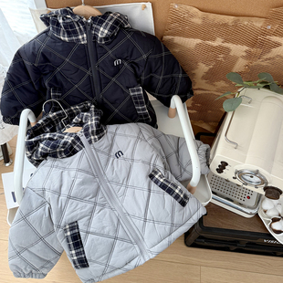 儿童韩版棉衣男童夹棉外套女宝宝棉服冬装小童洋气冬天棉袄连帽衣