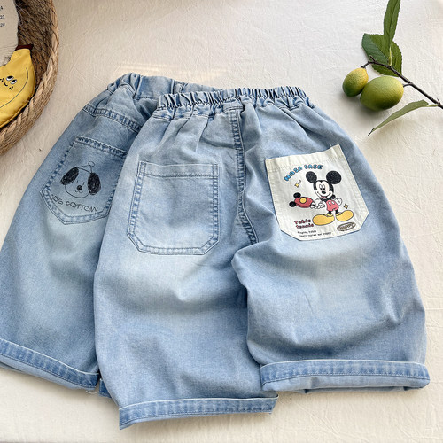 小童轻薄夏天裤子软牛仔裤
