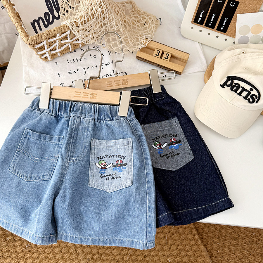 小童休闲卡通印花牛仔短裤