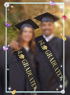 欧美classof2025双层流苏缎面成人毕业礼仪带GRADUATED金葱派对礼