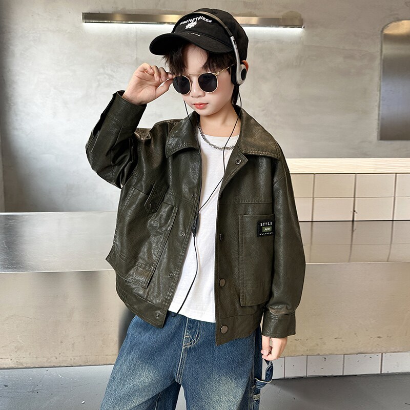 男童春秋冬韩版机车皮衣