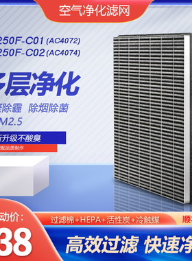 净茜适配飞利浦空气净化器AC4072/AC4074/4147滤网KJ250F-C01/C02