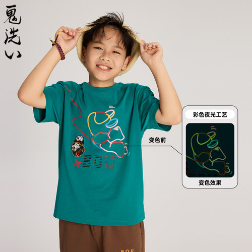 ONIARAI/鬼洗26秋季新棒系列星际熊联名童装夜光短袖T恤NK840318