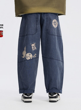 ONIARAI/鬼洗26春季棒系列招财猫水洗宽松廓形弯腿长裤男 26N4402