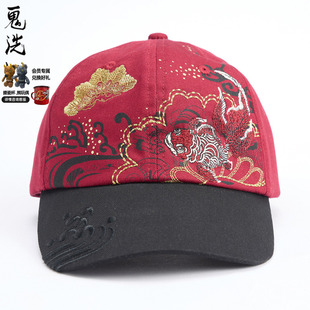 26春夏新品泥棒蓝松叶金鱼绣花软顶帽男女通用 26NA401