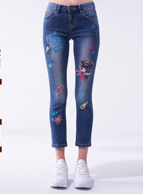 oniarai鬼洗冬季潮流地藏金鱼姬星宿梦游女式直筒牛仔长裤9J0671