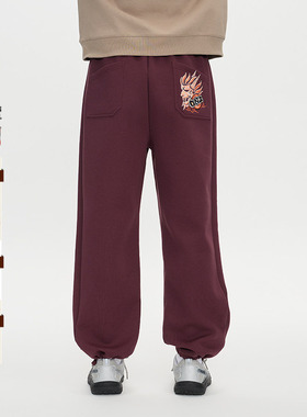 ONIARAI/鬼洗25秋冬新品舒适宽直筒羊毛空气层针织长裤男 B540179