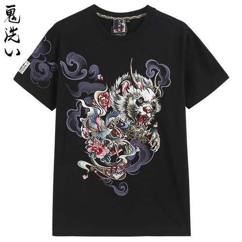 ONIARAI春季泥棒狸猫绣花短袖T恤