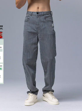 ONIARAI/鬼洗26春季新品鬼洗复古条纹牛仔高腰直筒牛仔裤 25B5303