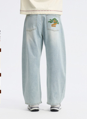 ONIARAI/鬼洗26春季新品青松复古中腰弯刀牛仔长裤男 25B4449