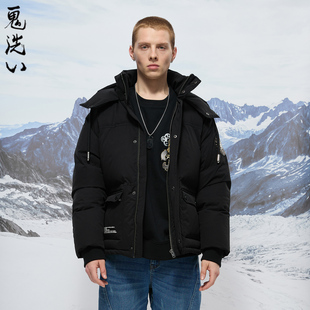 B340175 休闲街头羽绒服潮 ONIARAI 鬼洗秋冬贴标简约白鸭绒男士