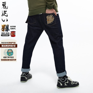 鬼头刺绣原色牛仔裤 街头休闲男式 23B4428 鬼洗秋冬新品 ONIARAI