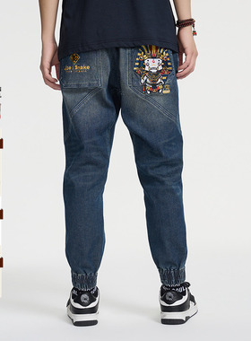 ONIARAI/鬼洗25春夏地藏埃及法老蛇年公仔束脚男式牛仔裤 25J6401