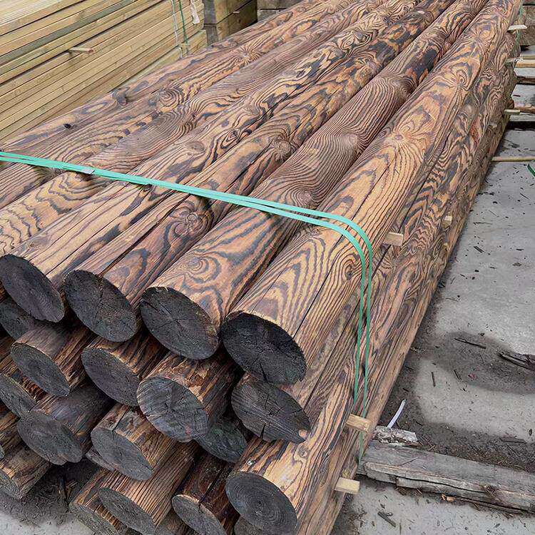 碳化防腐圆柱户外粗木棍木桩古建长廊立柱木柱凉亭花架圆木松木棍