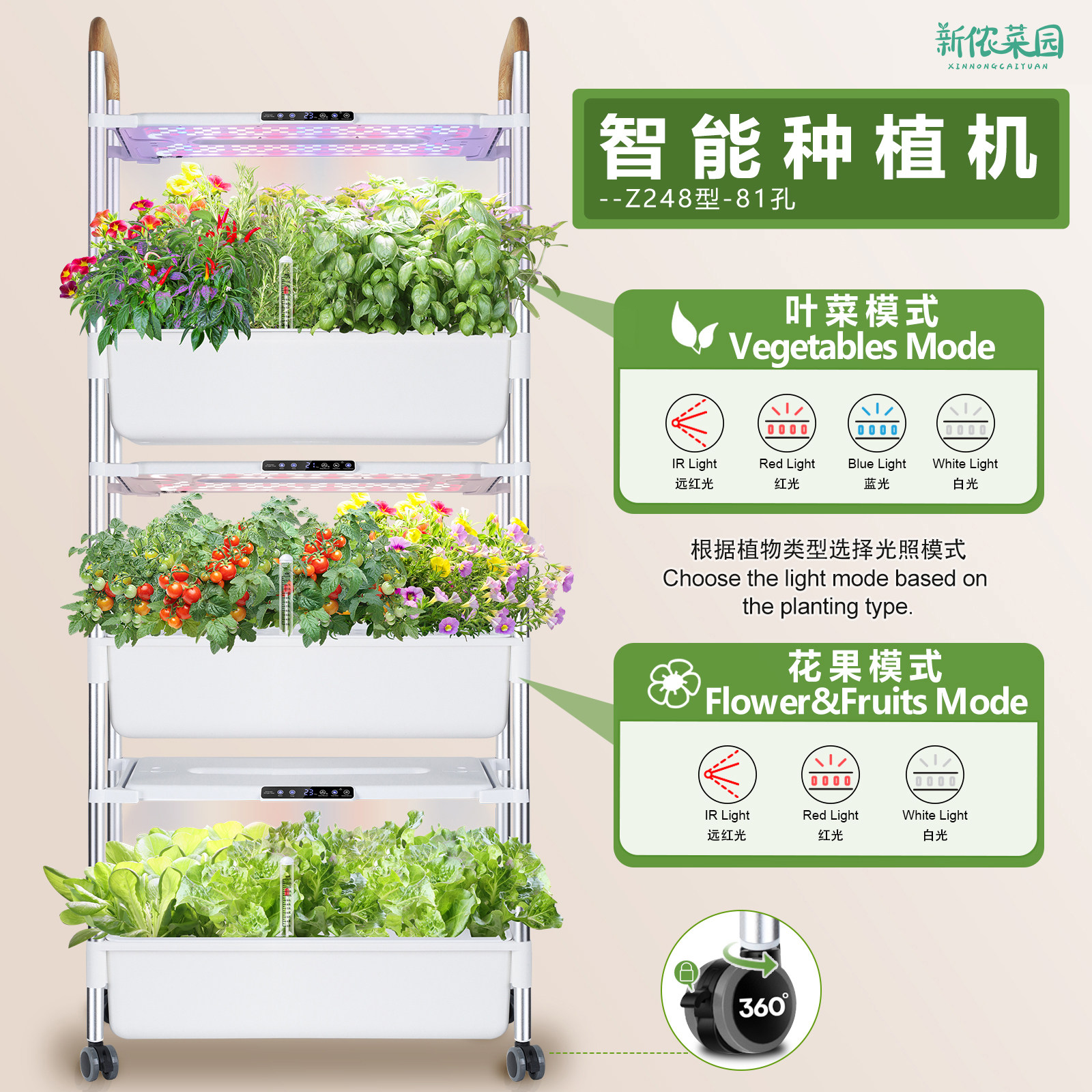 新侬菜园室内智能种菜机带LED灯