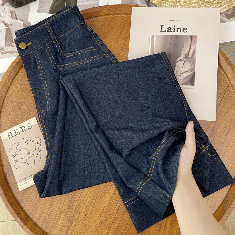 高档天丝牛仔裤女夏季薄款高腰显瘦冰丝直筒女裤子垂感窄版阔腿裤
