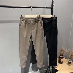 轻奢长裤 帅得雅痞 意式 秋冬松紧腰毛呢弹力休闲裤 潮 高端系列男士