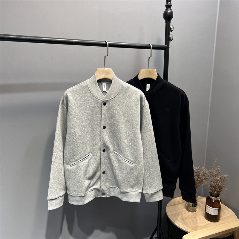男士棒球领休闲外套日系纯色卫衣