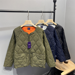 北家THE紫标！绗缝轻盈保暖防风防水 秋冬男女无领棉夹克日系外套