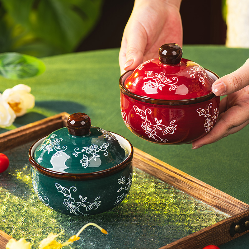 藤花隔水炖带盖一人份汤盅炖罐