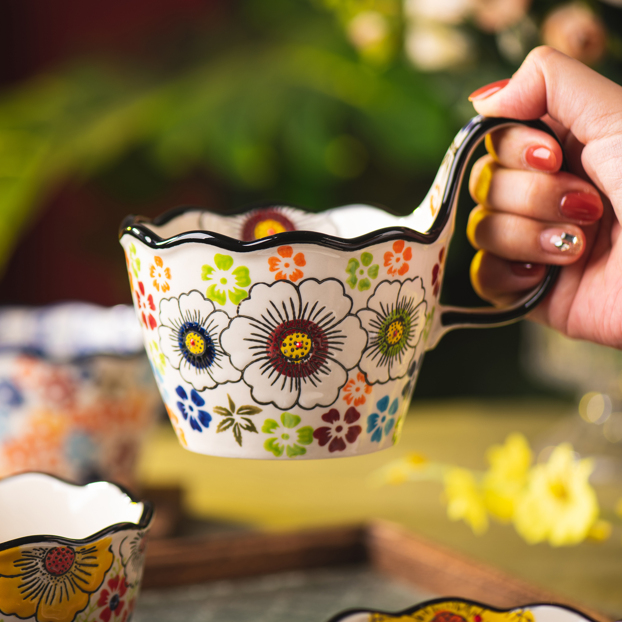 手绘陶瓷马克杯家用早餐杯