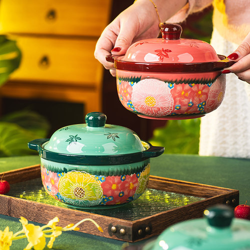 复古炖盅大号隔水炖家用陶瓷带盖