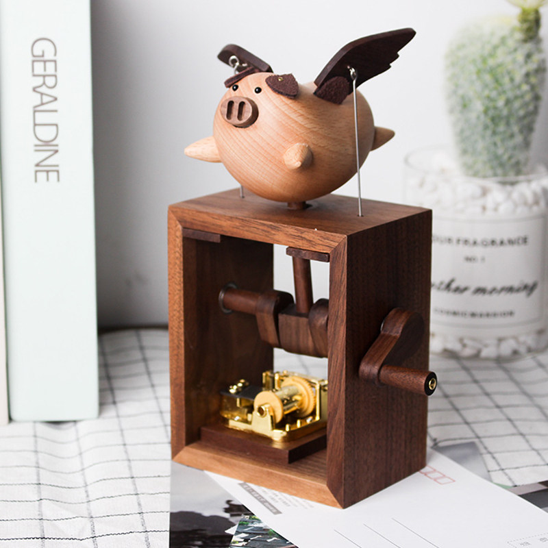 梵瀚 木质手摇机械音乐盒生日礼物童趣手伴发条式天空之城八音盒