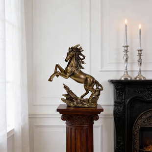 实心黄铜马到成功摆件生肖马雕塑家居办公室装饰品