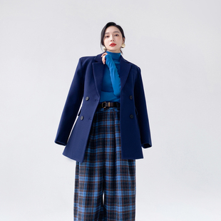 收腰显瘦呢子外套女秋冬季 AKSAYA高级感时髦洋气红色毛呢西装 修身