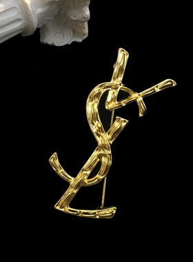 D.M.D/迪曼达金色vsl字母胸针高档女轻奢设计感胸花别针配饰二手