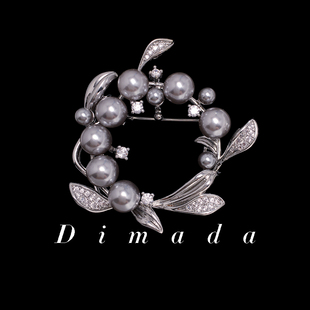 日韩轻奢灰色气质百搭花环胸针高档女西装 大衣胸花领口固定别针扣