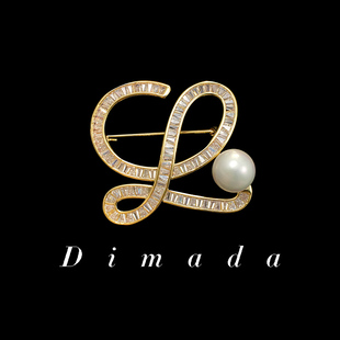 字母工艺珍珠西装 气质奢华百搭胸针胸花别针女高档 毛衣配饰个性