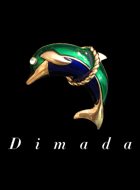 D.M.D/迪曼达绿色海豚胸针高档女精致气质胸花小动物别针西服配饰