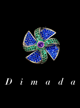 D.M.D/迪曼达时尚蓝色风车胸针高档女男胸花别针迷你领针西装配饰