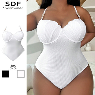欧美大码 女微胖mm 性感连体泳衣钢圈带钢托聚拢遮肚显瘦泡温泉泳装
