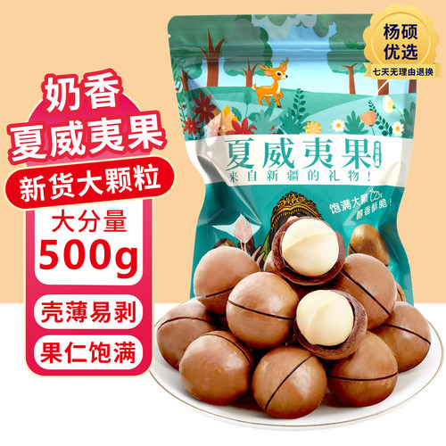 新货夏威夷果500g奶油味坚果干果仁休闲零食年货送开口器包邮