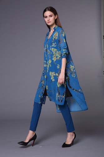 Bernieelen/伯妮斯茵2020夏女士蓝色修身裤子162L013