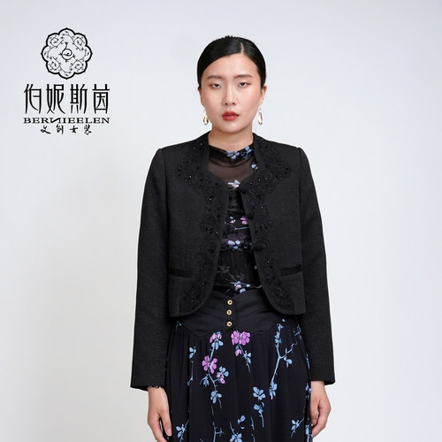 木瓜篇 漆黑色外套 SZ3A65 小众文艺 高级气场长袖外搭