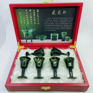 酒泉夜光杯小号高脚杯中号平碗杯梅花壶混合装十三件套