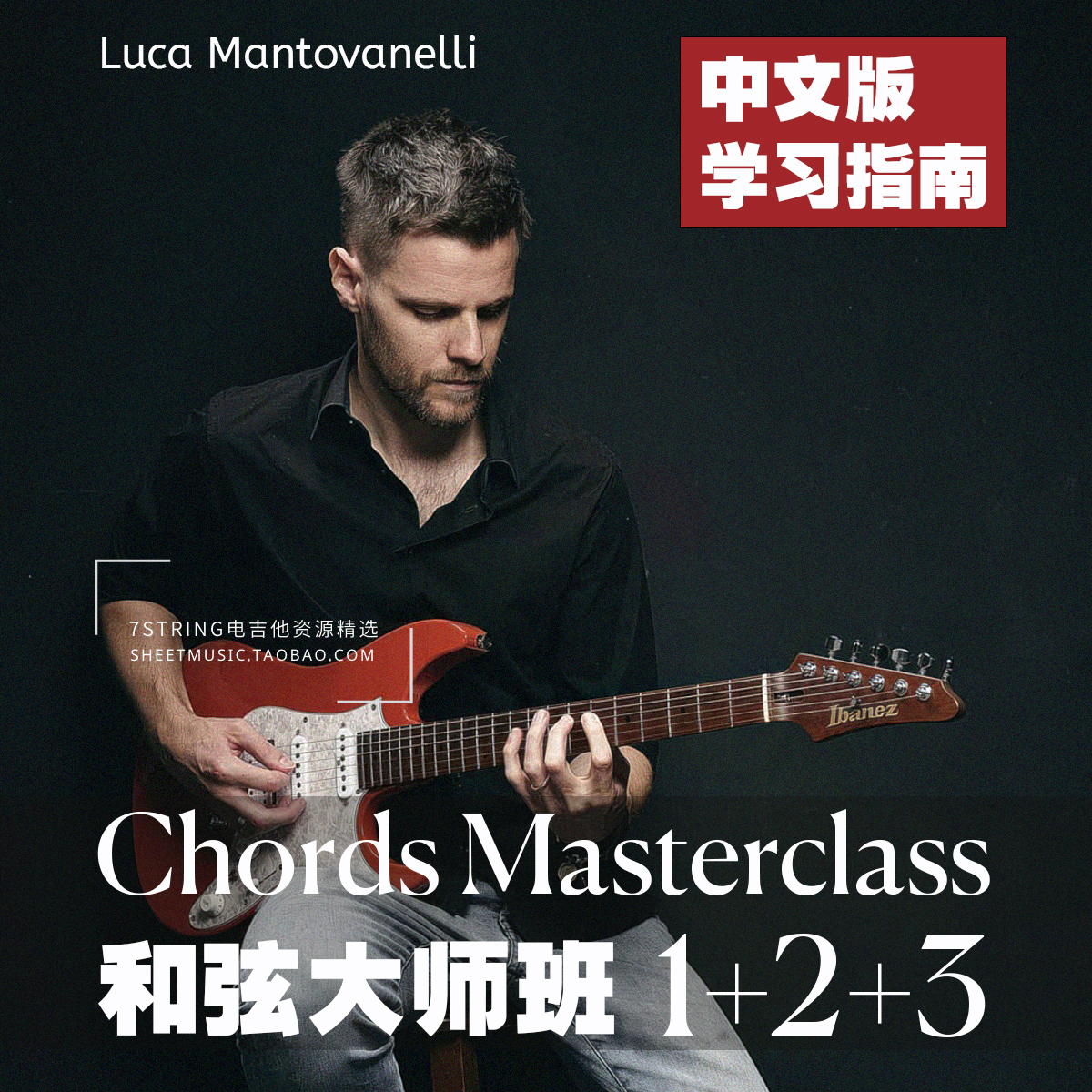 中英文 Luca Mantovanelli电吉他和弦大师班123套装-封面