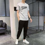 青少年小初中学生卫裤纯棉高品质短袖九分裤男孩运动休闲套装-P60，男装休闲裤，星座211-2