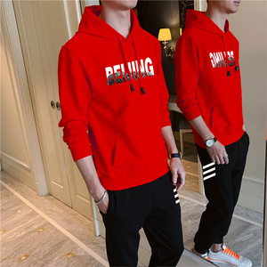 修身型连帽卫衣春季常规套头卫衣活力青少年休闲装男士套装-P85图片
