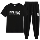 现货多数据好，纯棉套装印花青少年班服T恤休闲运动两件套潮-P60，男装T恤，星座211-2