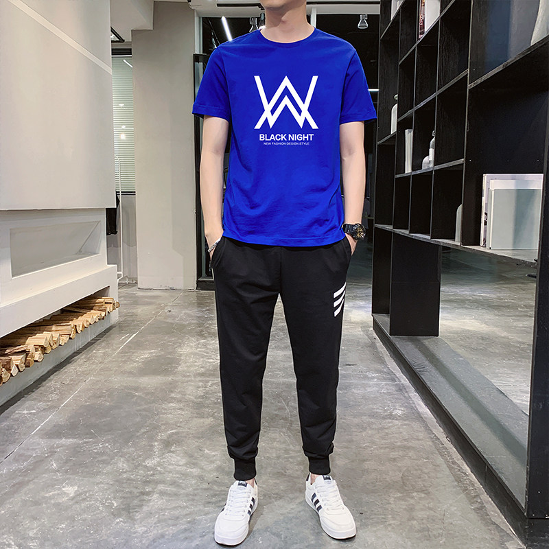 运动套装男士搭配潮流痞帅气处高中生胖子春秋款日系卫衣休闲-P60,男装休闲套装,星座211-2