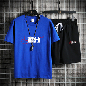 男士短袖t恤夏季潮流宽松大码休闲冰丝运动套装DD318-P55图片