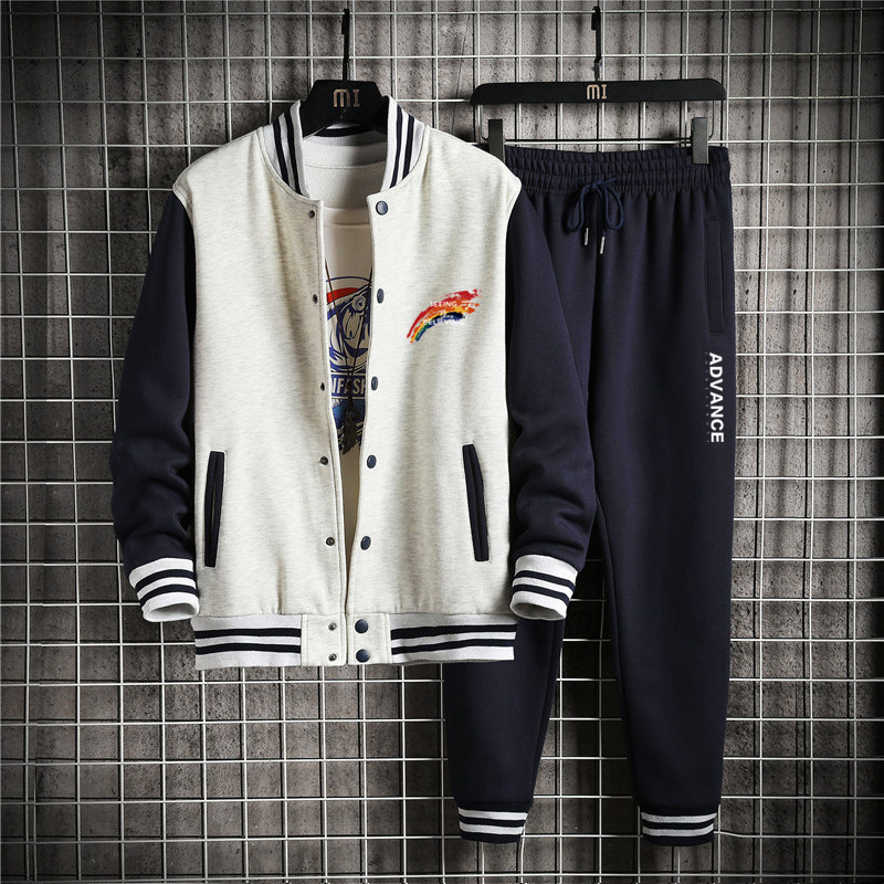 棒球服男春秋季青少年高中学生班服卫衣开衫外套休闲运动套装P95,男装休闲套装,星座211-2