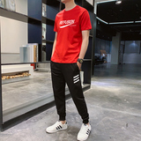 青少年小初中学生卫裤纯棉高品质短袖九分裤男孩运动休闲套装-P60，男装休闲裤，星座211-2