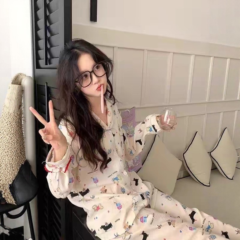 馨帮帮Homedress 2024秋季撞色卡通长袖睡衣女舒适学生家居服套装,女士内衣/男士内衣/家居服,睡衣/家居服套装,淘宝优惠券,粉丝福利购,淘宝优惠卷